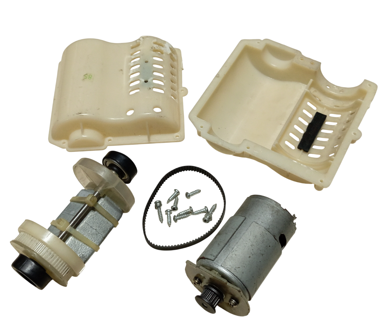 DC 12-24V Kutulu Güçlü Titreşim Motoru Kasnak Kayış Rulman Mil Sistemi Öğrenci Hobi Deney Seti - Demonte(Montesiz)