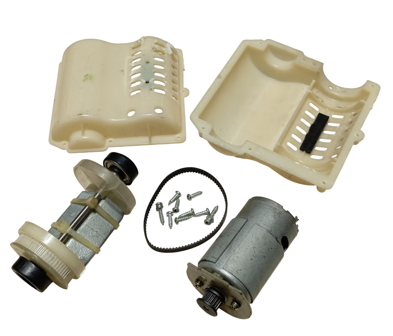 DC 12-24V Kutulu Güçlü Titreşim Motoru Kasnak Kayış Rulman Mil Sistemi Öğrenci Hobi Deney Seti - Demonte(Montesiz)