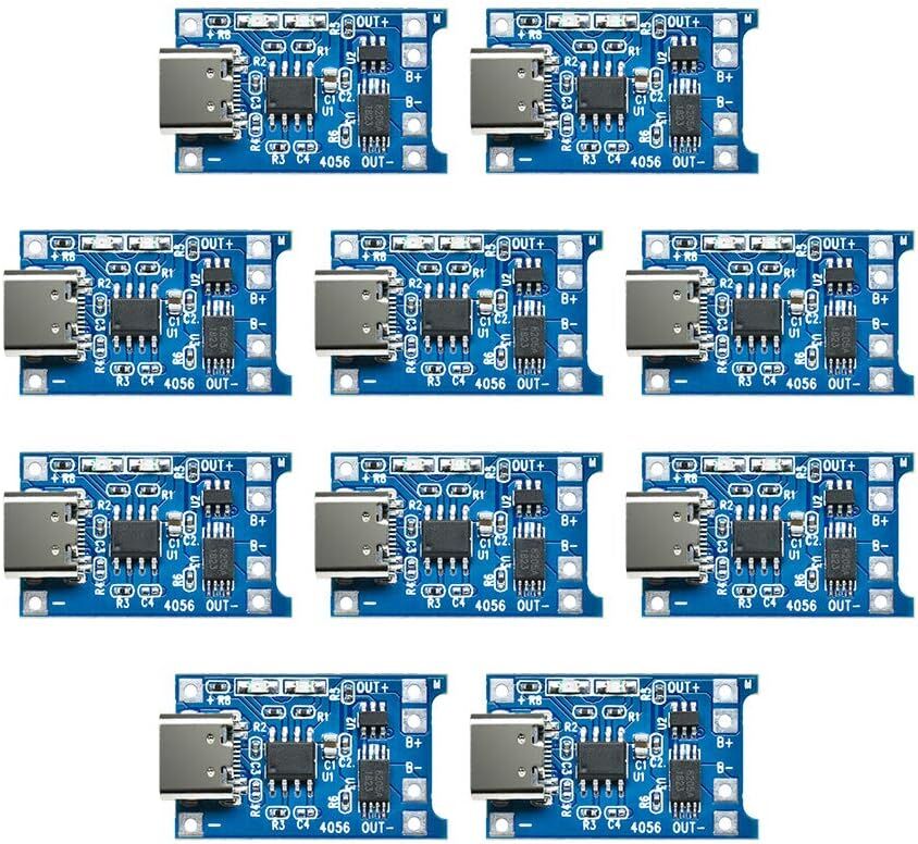 TP4056 Type-C 1S 3.7V LiPo, Li-ion Pil BMS Korumalı Şarj Devresi - 10 Adet