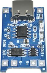 TP4056 Type-C 1S 3.7V LiPo, Li-ion Pil BMS Korumalı Şarj Devresi - 10 Adet