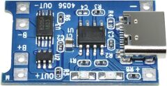 TP4056 Type-C 1S 3.7V LiPo, Li-ion Pil BMS Korumalı Şarj Devresi - 10 Adet