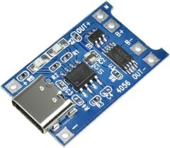 TP4056 Type-C 1S 3.7V LiPo, Li-ion Pil BMS Korumalı Şarj Devresi - 10 Adet
