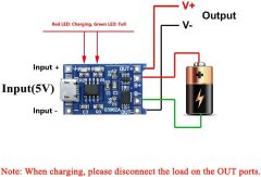 TP4056 Micro USB 1S 3.7V LiPo, Li-ion Pil BMS Korumalı Şarj Devresi - 10 Adet