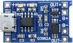 TP4056 Micro USB 1S 3.7V LiPo, Li-ion Pil BMS Korumalı Şarj Devresi - 10 Adet