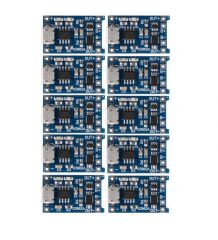TP4056 Micro USB 1S 3.7V LiPo, Li-ion Pil BMS Korumalı Şarj Devresi - 10 Adet