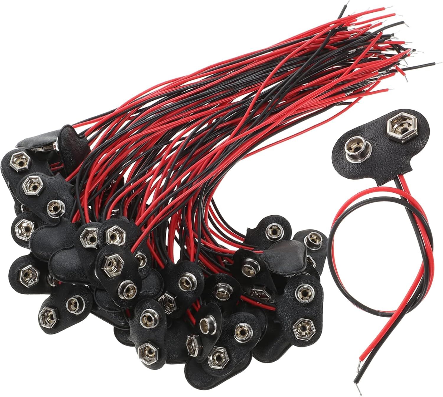 9V Pil Yuvası Yatağı Başlığı 9V Batarya Bağlantı T-Tipi Konnektör Klips - 50 Adet