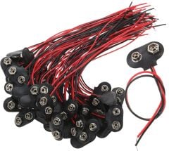 9V Pil Yuvası Yatağı Başlığı 9V Batarya Bağlantı T-Tipi Konnektör Klips - 50 Adet