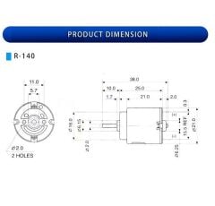 R140 1.5-3V 14500Rpm DC Motor (Çap 25mm Uzunluk 40mm) Hobi Deney Motoru