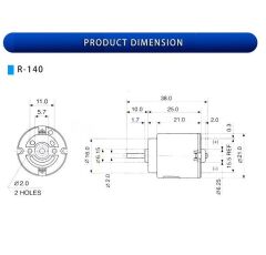 R140 1.5-3V 14500Rpm DC Motor (Çap 21mm Uzunluk 40mm) Hobi Deney Motoru