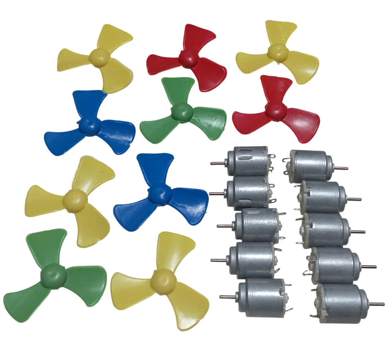 10 Adet Yuvarlak DC 3V Öğrenci Elektrik Deney Motoru ve 10 Adet Pervane