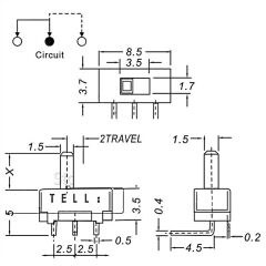 3 Pin SPDT Mini On Off Switch 90° - 10 Adet
