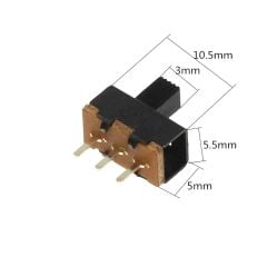 3 Pin SPDT On Off Kulaksız Sürgülü Anahtar 180° SS12F17G5 - 1000 Adet