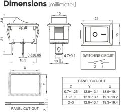 KCD1-101 Işıksız SPST 2Pin On-Off Mini Aç Kapa Anahtar Kırmızı 250V/6A - 200 Adet