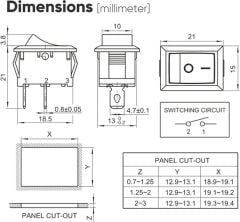 KCD1-101 Işıksız SPST 2Pin On-Off Mini Aç Kapa Anahtar Kırmızı 250V/6A - 200 Adet