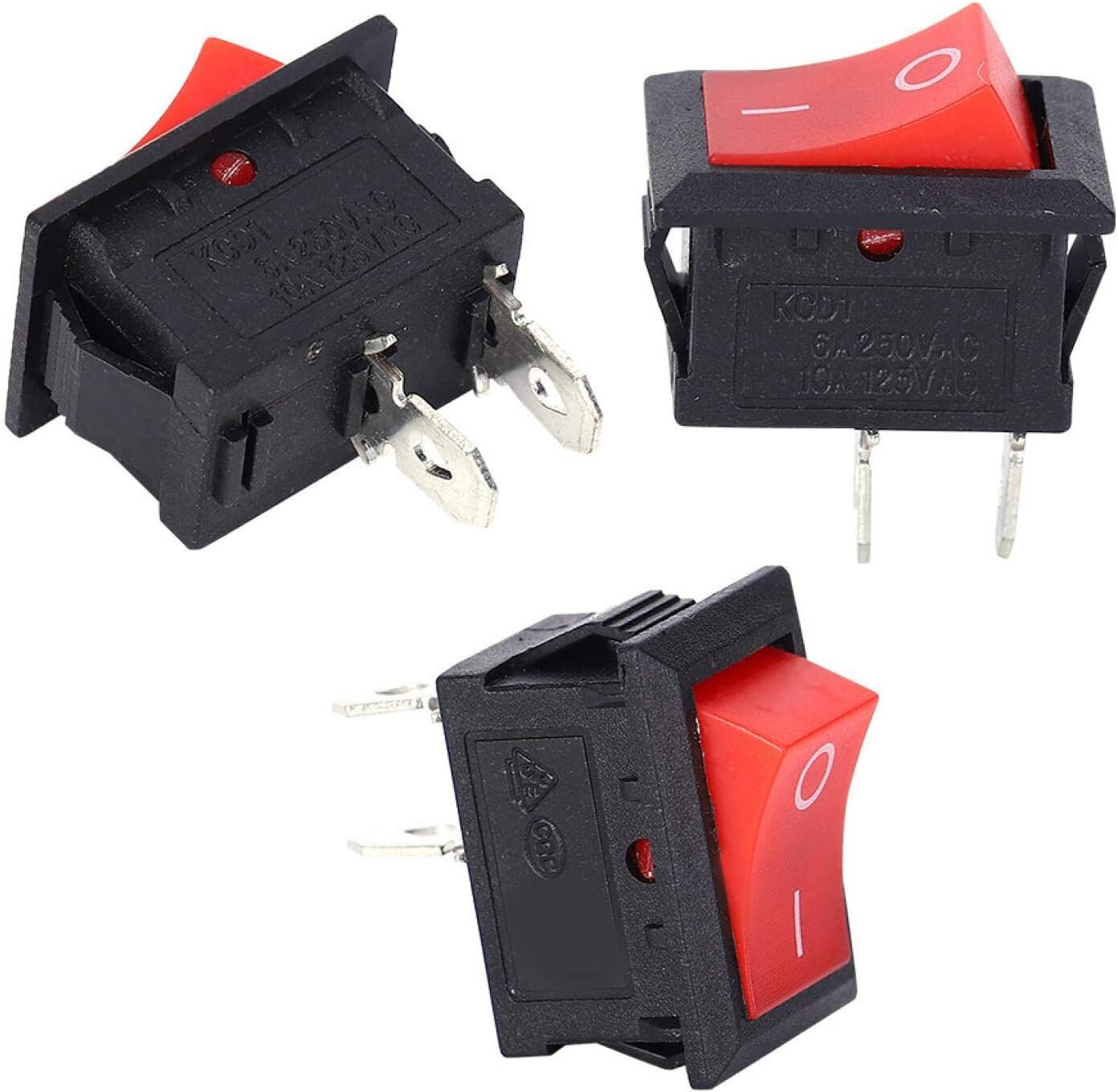 KCD1-101 Işıksız SPST 2Pin On-Off Mini Aç Kapa Anahtar Kırmızı 250V/6A - 200 Adet