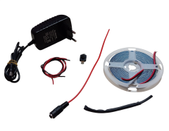 DC 12V Şerit Led 5 Metre Tek Çipli Beyaz Işık Lamba Anahtar Adaptörlü Aydınlatma Devresi Öğrenci Hobi Deney Seti