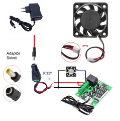 DC 12V Adaptörlü Dijital Termostat Sıcaklık Kontrol Kartı ile 12V Fan Pervane Çalıştırma Devresi Öğrenci Hobi Deney Seti