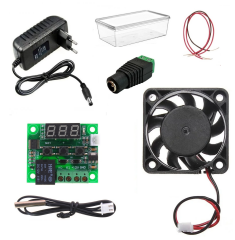 DC 12V Adaptörlü Dijital Termostat Sıcaklık Kontrol Kartı ile 12V Fan Pervane Çalıştırma Devresi Öğrenci Hobi Deney Seti