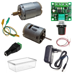 DC 12V Adaptörlü Motor Hız Devri Kontrol Kartı ile 2 Tip Güçlü Motor Hız Devir PWM Ayarı Öğrenci Hobi Deney Seti
