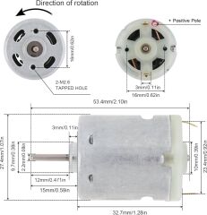 Mabuchi RS-365 DC 12V 13000Rpm DC Motor 12mm Mil (Çap 27.5mm Uzunluk 54mm) Hobi Oyuncak Elektrik Deney Motoru