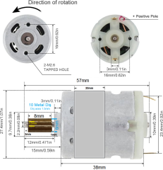 Ever RS-365 DC 9V 9750Rpm DC Motor 6mm Çaplı Metal Dişli (Çap 27.5mm Uzunluk 57mm) Hobi Oyuncak Elektrik Deney Motoru