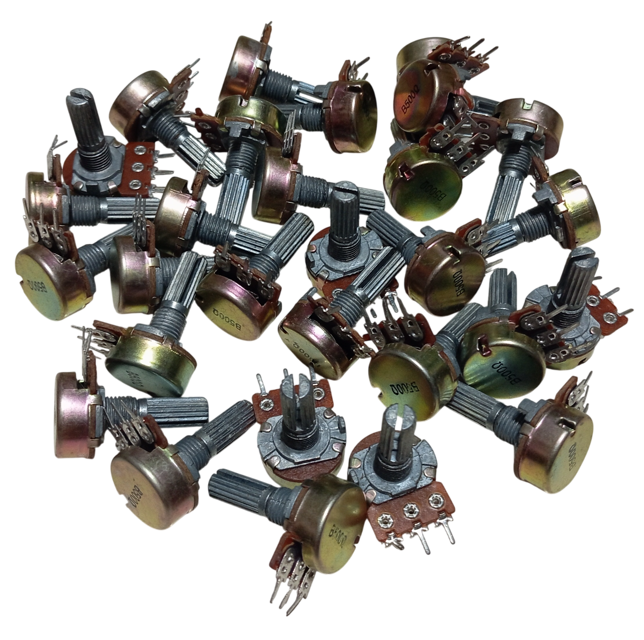 30 Adet B500R B500Ω Potansiyometre 500 Ohm Pot (Somunsuz ve Pulsuz)