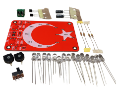 DC 3-12V Yanıp Sönen Flaşörlü Türk Bayraklı Flip Flop Ledli Işık Kendin Yap Hobi Devresi DIY Lehimleme Kiti - Demonte(Montesiz)