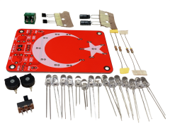DC 3-12V Yanıp Sönen Flaşörlü Türk Bayraklı Flip Flop Ledli Işık Kendin Yap Hobi Devresi DIY Lehimleme Kiti - Demonte(Montesiz)
