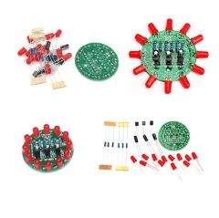 DC 3-5V Led Yuvarlak Dönen Işık Hobi Devresi DIY Lehimleme Kiti - Demonte(Montesiz)