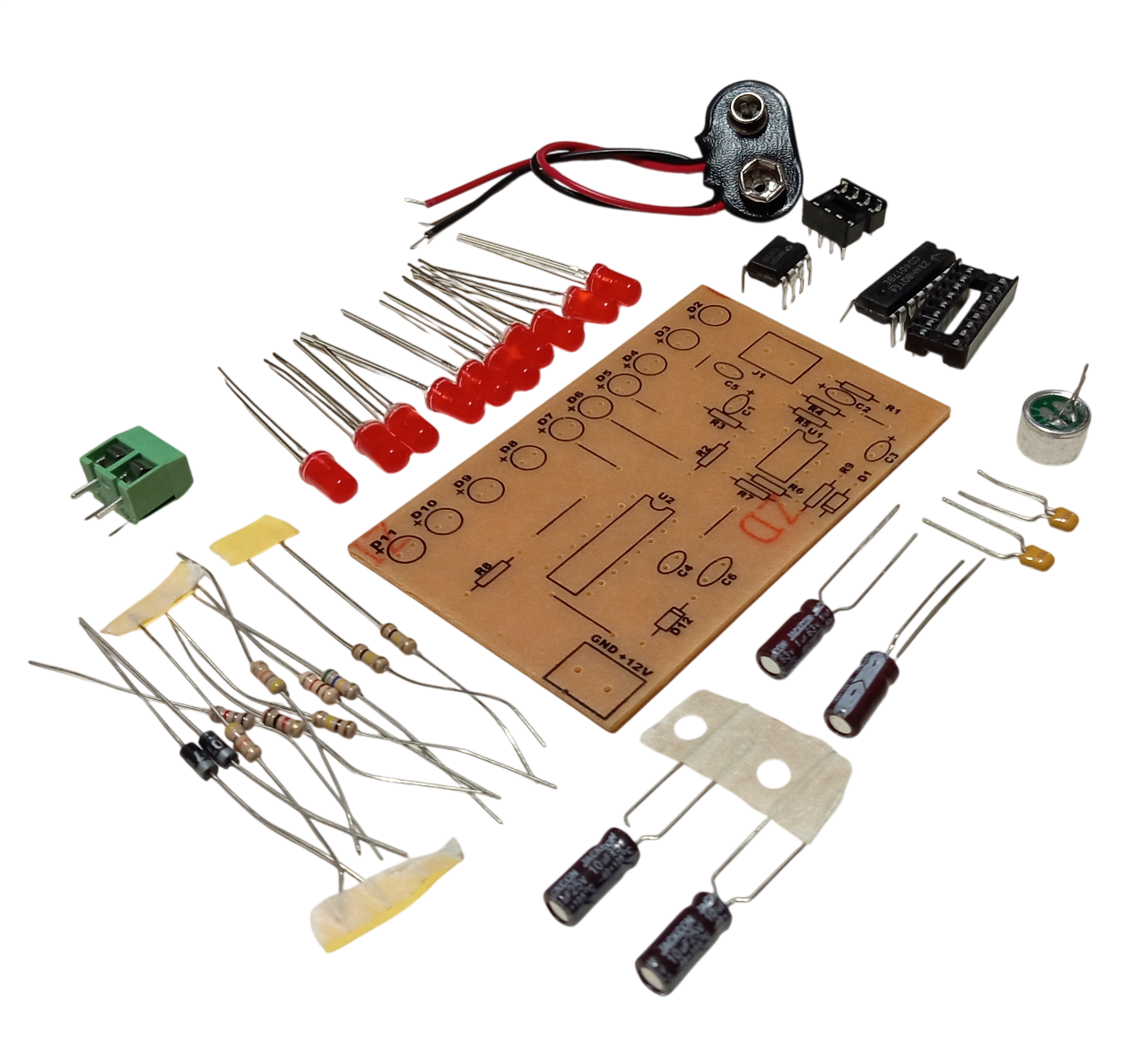 DC 9-12V Ses ile Dans Eden Ledler Kendin Yap Hobi Devresi DIY Lehimleme Kiti - Demonte(Montesiz)