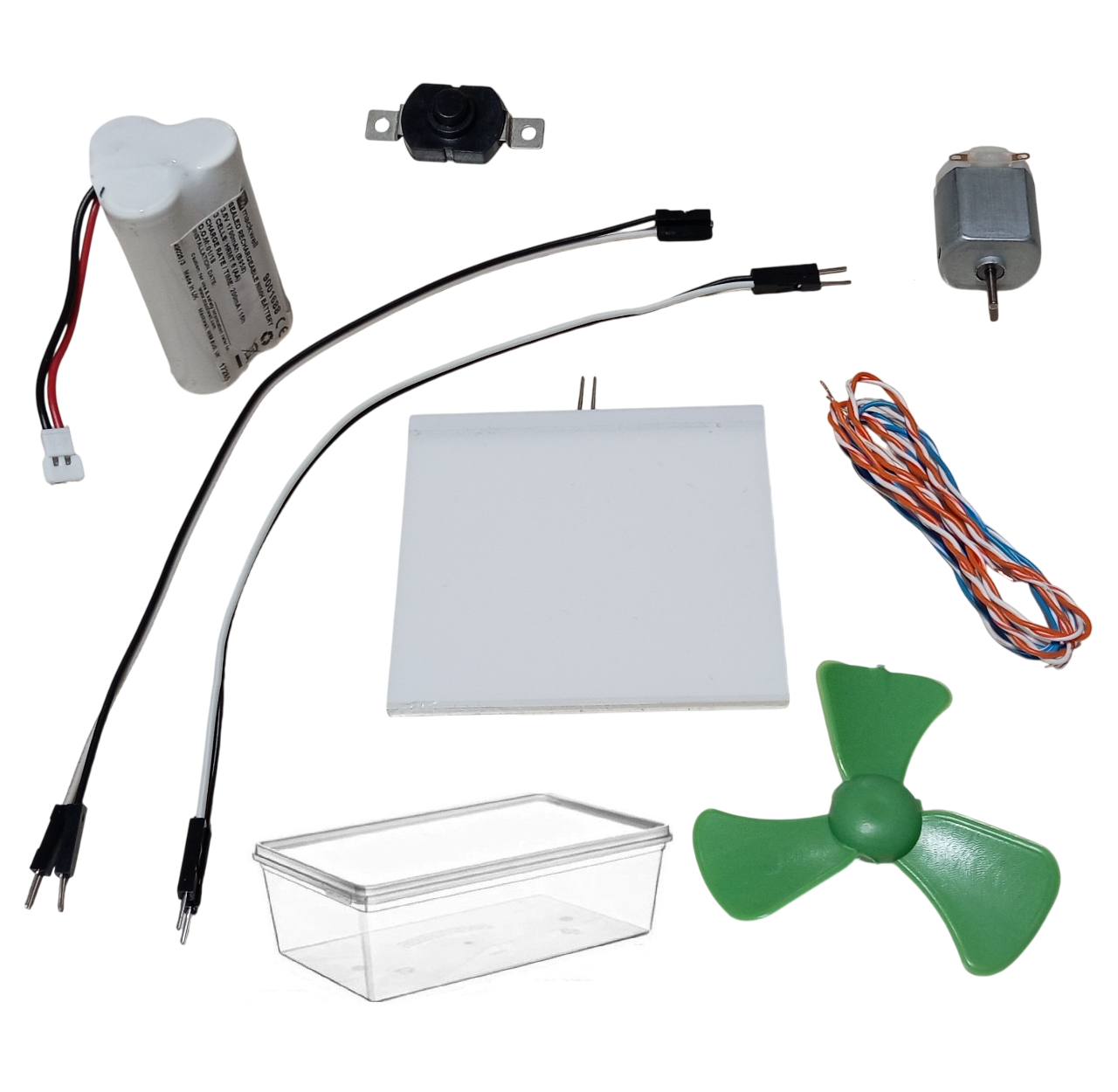 Kutulu 2 in 1 DC 3.6V Pil Led Panel Motor Anahtar Pervane Öğrenci Elektrik Devresi Hobi Deney Seti