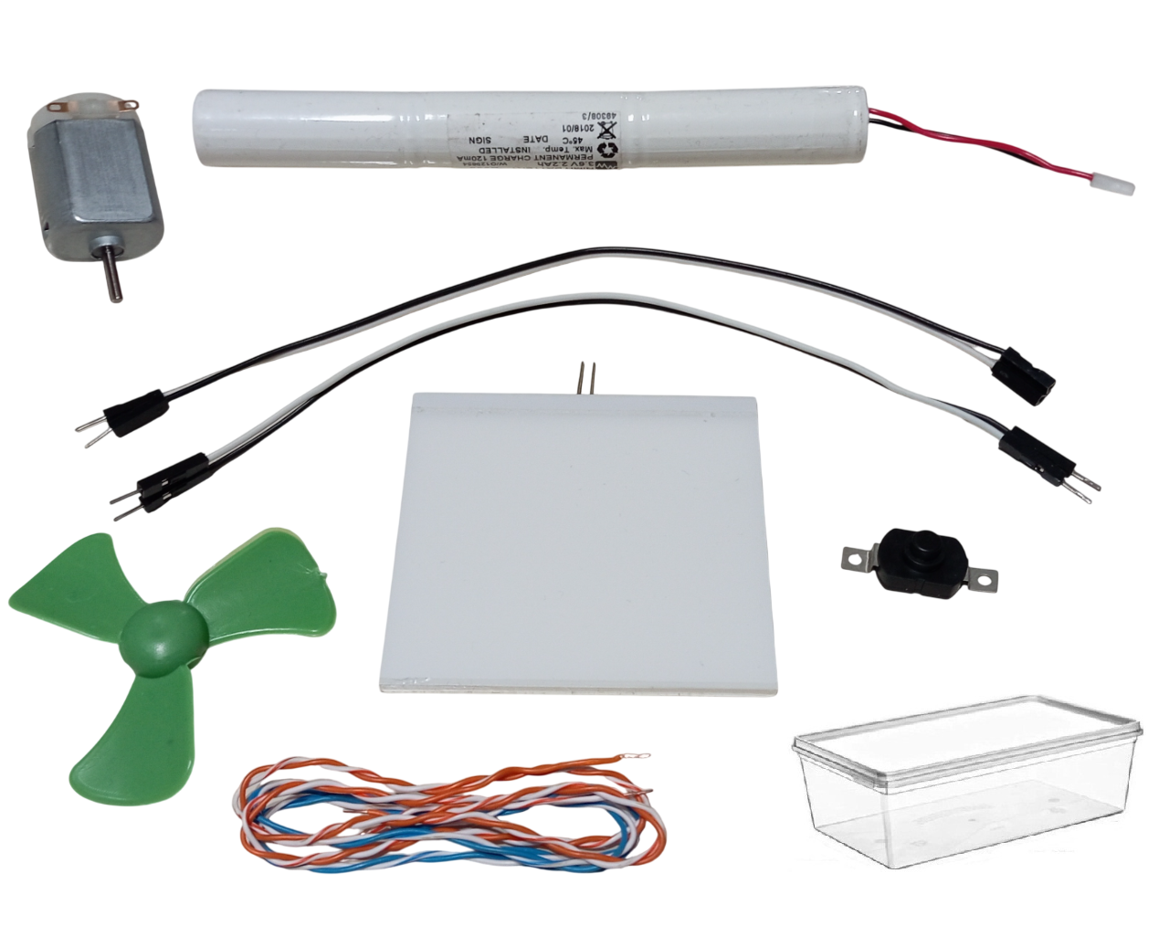 Kutulu 2 in 1 DC 3.6V Pil Led Panel Motor Anahtar Pervane Öğrenci Elektrik Devresi Hobi Deney Seti