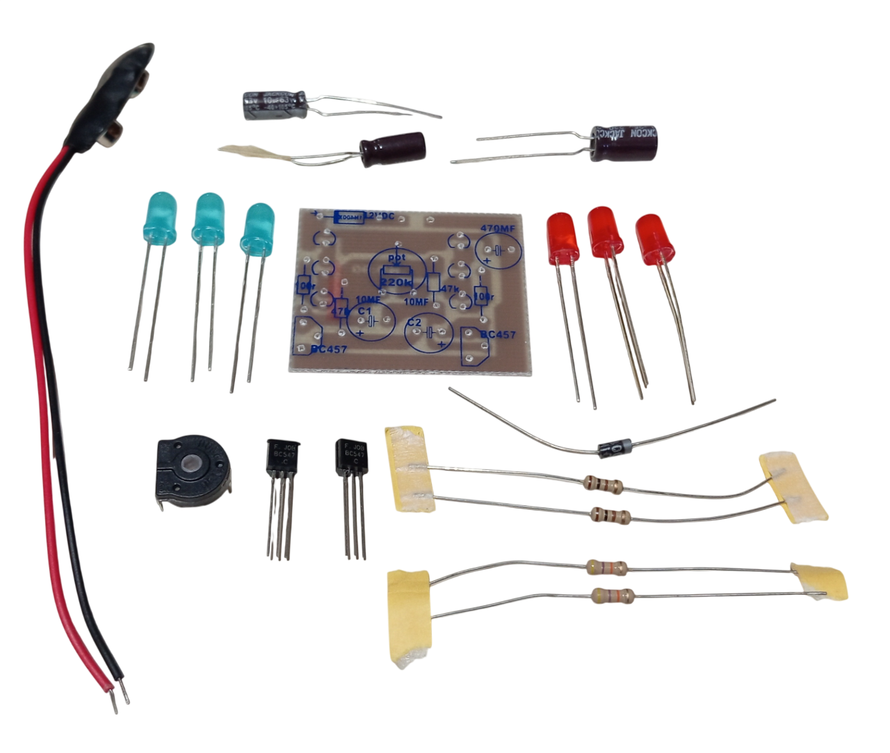 DC 5-12V Yanıp Sönen Polis Işıkları Mavi Kırmızı Ledler Kendin Yap Hobi Devresi DIY Lehimleme Kiti - Demonte(Montesiz)