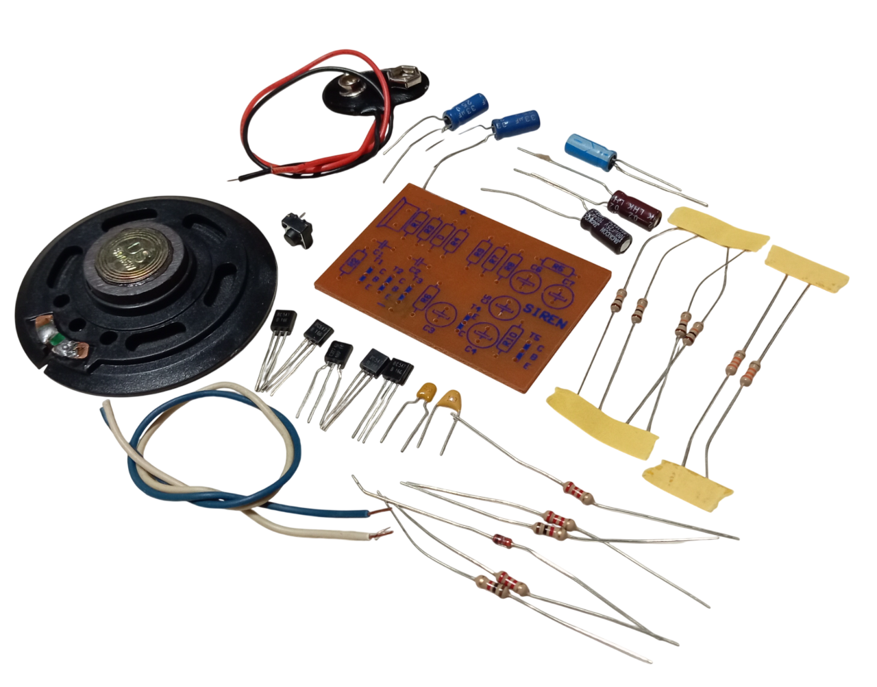 DC 12V Elektronik Siren Butona Basılınca Hoparlörden Ses Gelen Kendin Yap Hobi Devresi DIY Lehimleme Kiti - Demonte(Montesiz)