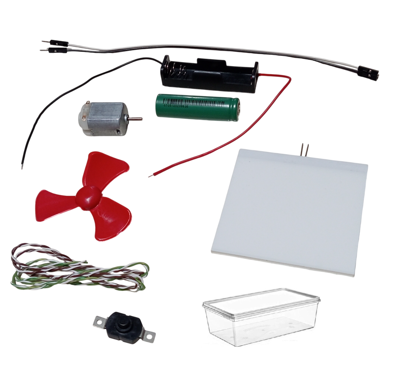 Kutulu 2 Devre DC 3V Pil Led Panel Pervane Öğrenci Elektrik ve Motor Devresi Hobi Deney Seti