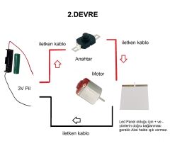 Kutulu 2 Devre DC 3V Pil Led Panel Pervane Öğrenci Elektrik ve Motor Devresi Hobi Deney Seti