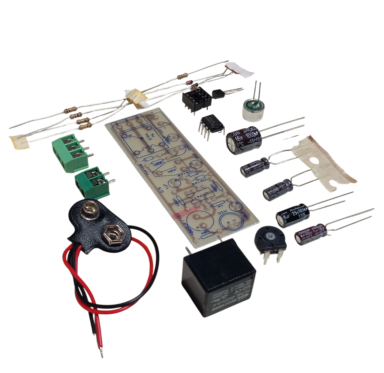 DC 9-12V Ses ile Röle Kontrol (Ses Algıladığı Sürece Röle Aktif) Kendin Yap Hobi Devresi DIY Lehimleme Kiti - Demonte(Montesiz)