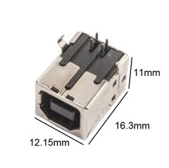 5 Adet USB B Tipi Dişi Konnektör Siyah Lehim Tip Yazıcı Kablosu Dişi Soket