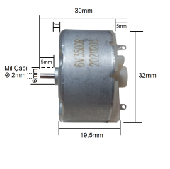 RF-500 DC 6V 3500Rpm DC Motor (Çap 32mm Uzunluk 30mm) Hobi Oyuncak Elektrik Deney Motoru