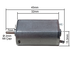 FF180 DC 3-6V 17500Rpm DC Motor (Çap 20mm Uzunluk 45mm) Hobi Oyuncak Elektrik Deney Motoru