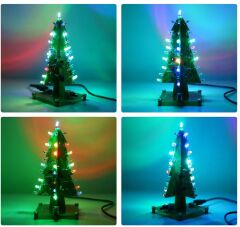 DC 5V Yanıp Sönen RGB Led 3D Noel Yılbaşı Çam Ağacı Kendin Yap Hobi Devresi DIY Lehimleme Kiti Demonte(Montesiz)
