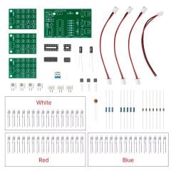 DC 12V CD4017 NE555 Mavi Kırmızı Beyaz Led Flaşör Kendin Yap Hobi Devresi DIY Lehimleme Kiti Demonte(Montesiz)
