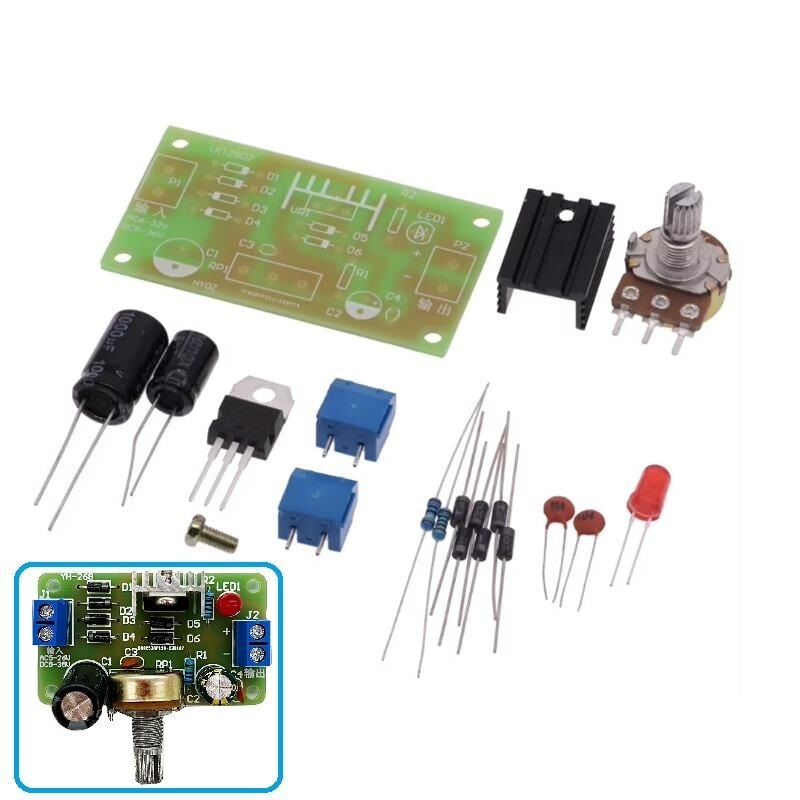 DC 0-12V 1A LM317 ile Ayarlanabilir Güç Kaynağı Kendin Yap Hobi Devresi DIY Lehimleme Kiti Demonte(Montesiz)