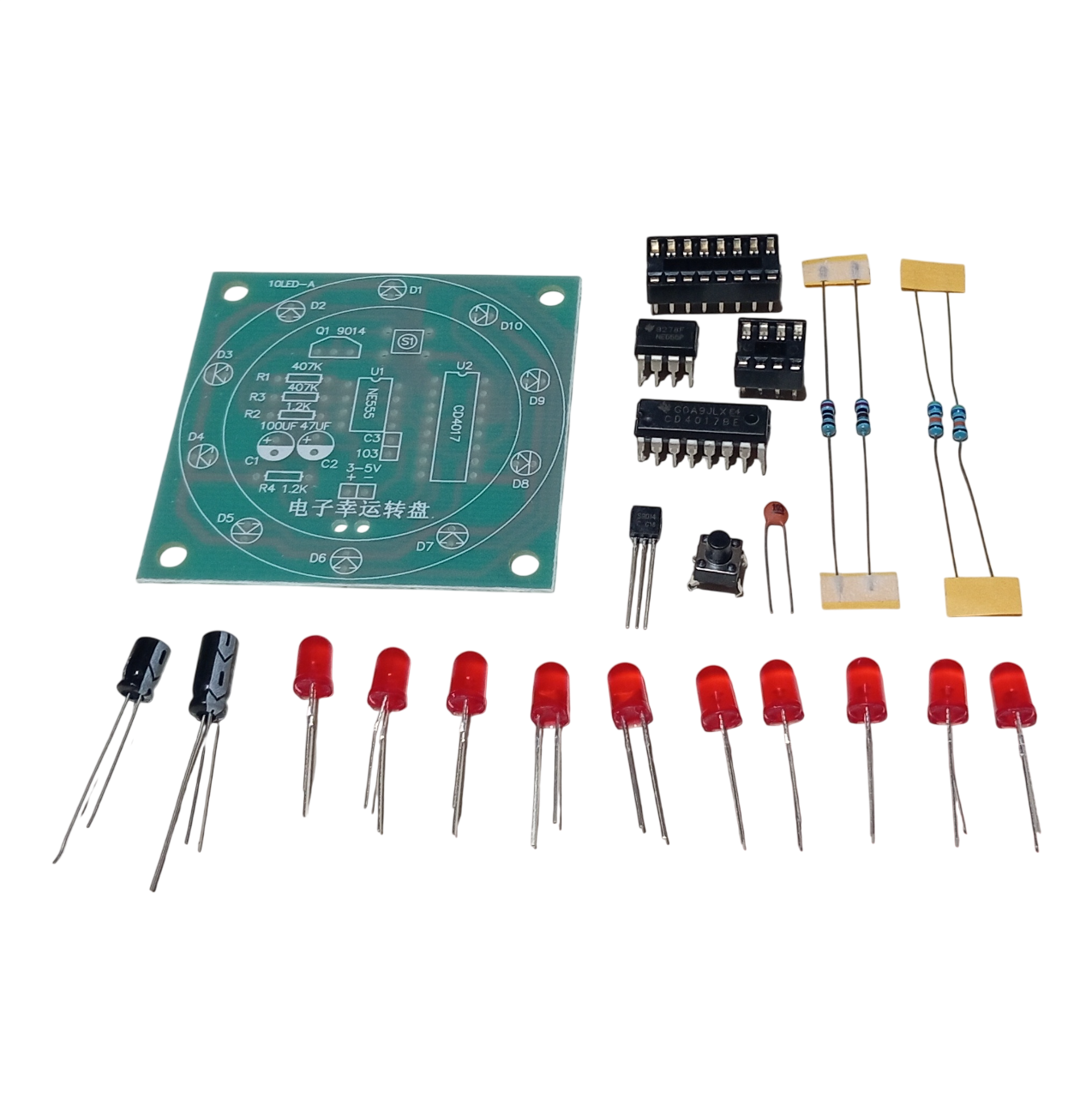 DC 3-5V Rulet Dairesel Sırayla Yanan Led Kendin Yap Hobi Devresi DIY Lehimleme Kiti Demonte(Montesiz)