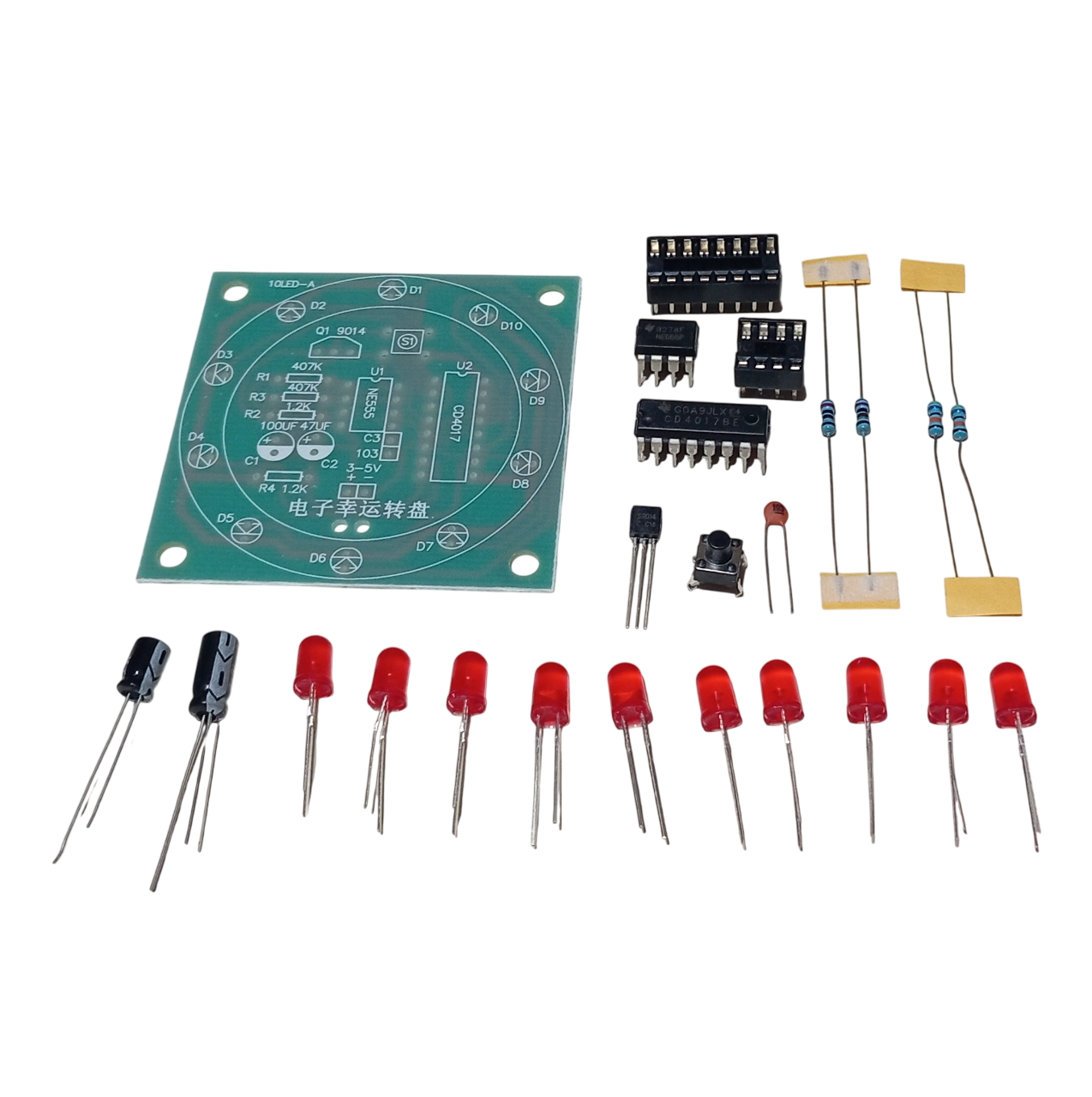 DC 3-5V Rulet Dairesel Sırayla Yanan Led Kendin Yap Hobi Devresi DIY Lehimleme Kiti Demonte(Montesiz)