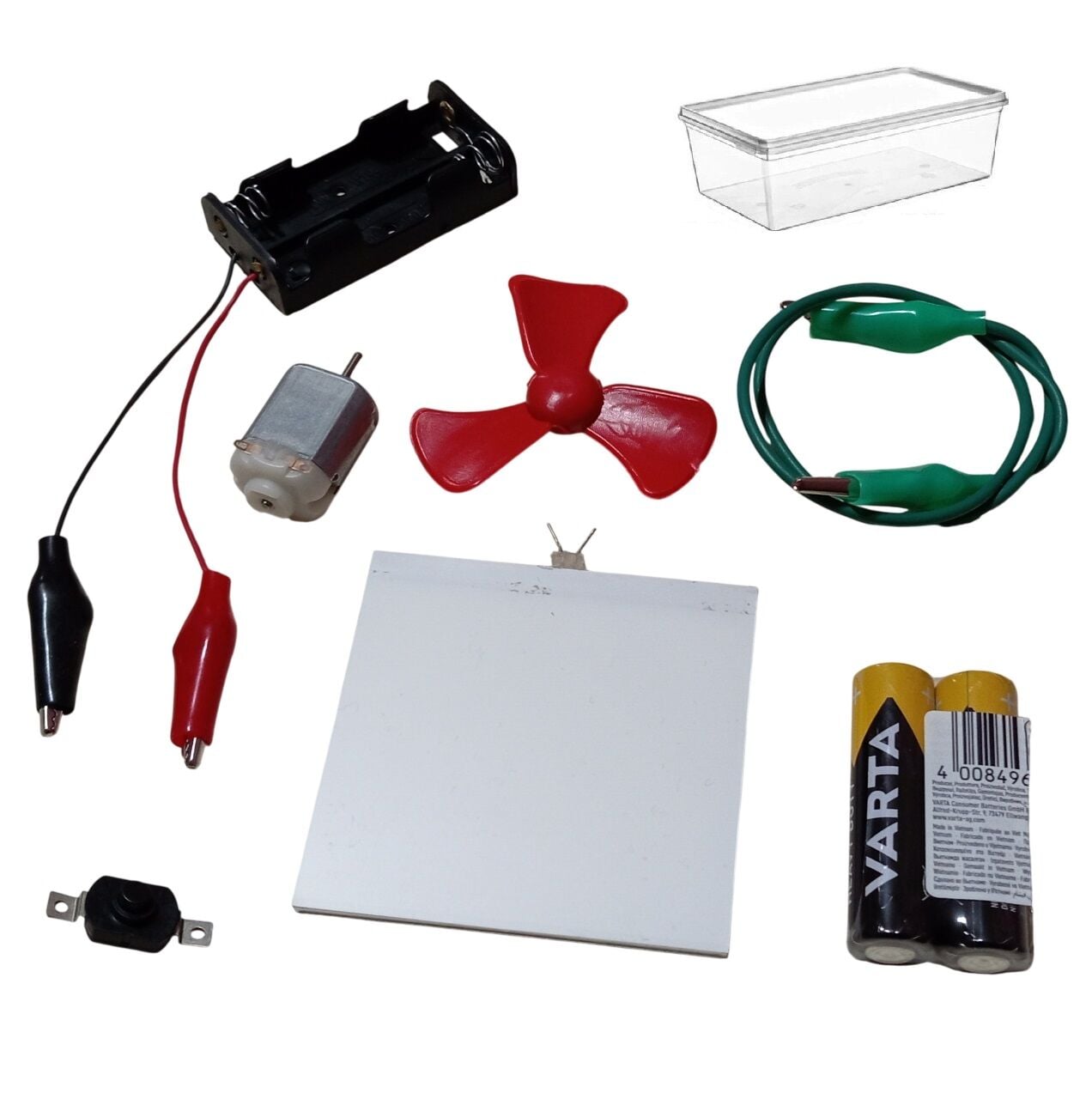 Kutulu 2 Devre DC 3V Pil Timsah Ağız Krokodilli Led Panel Pervane Öğrenci Elektrik ve Motor Devresi Hobi Deney Seti