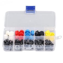 25 Adet Push Buton ve Renkli Kapak Seti Kutulu 12x12x7.3mm Buton