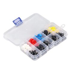 25 Adet Push Buton ve Renkli Kapak Seti Kutulu 12x12x7.3mm Buton