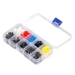 25 Adet Push Buton ve Renkli Kapak Seti Kutulu 12x12x7.3mm Buton