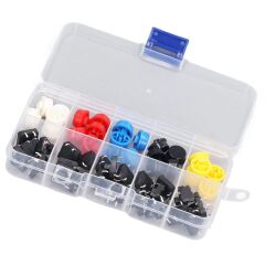 25 Adet Push Buton ve Renkli Kapak Seti Kutulu 12x12x7.3mm Buton